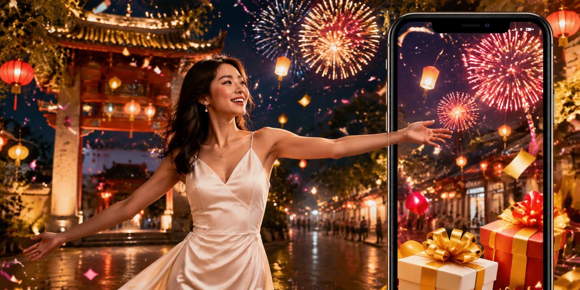 Người dùng tại Hà Nội xem danh sách voucher và chương trình khuyến mãi trên điện thoại trong không khí lễ hội